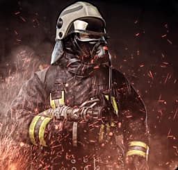 Firefighter in action